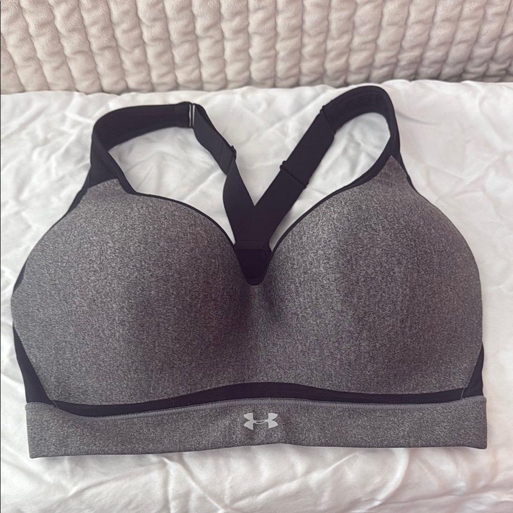 Under Armour Gray and Black Sports Bra with Molded Cups